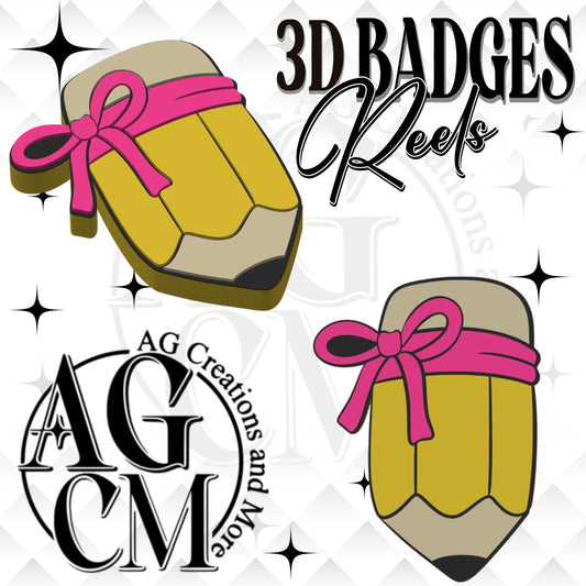Pencil Bow 3D Badges/ Reels (wholesale)
