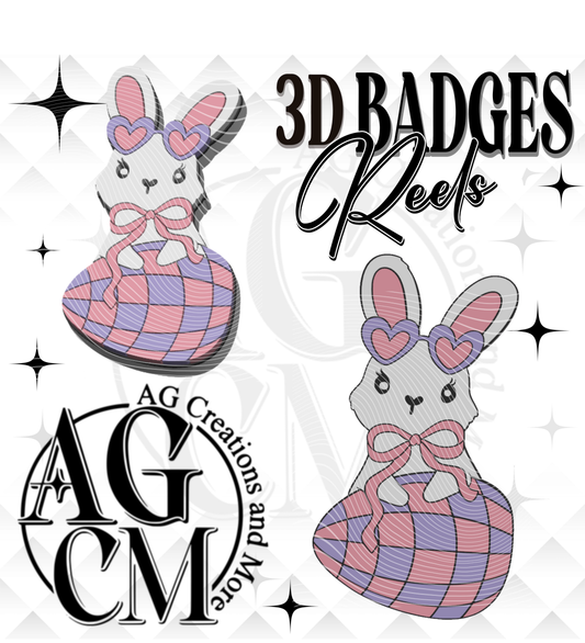 Bunny bow Checker Egg Badges/ Reels 3MF File