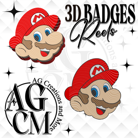 Mario Badges/ Reels 3MF File