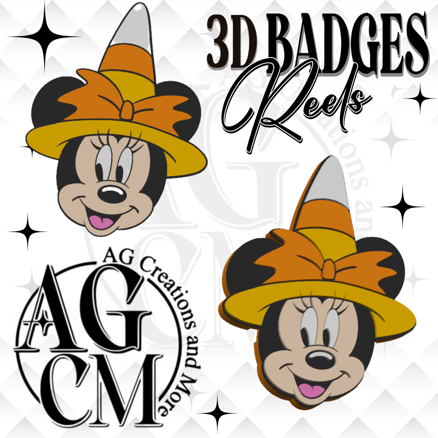 Girl mouse candy corn 3D Badges/ Reels 3MF File