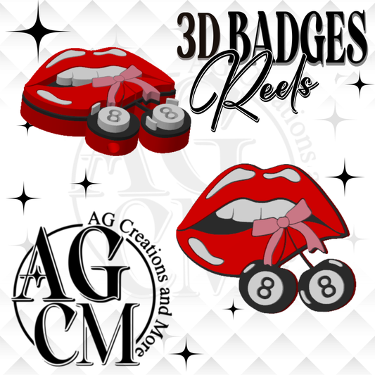 8ball Lips Cherry 3D Badges/ Reels 3MF File