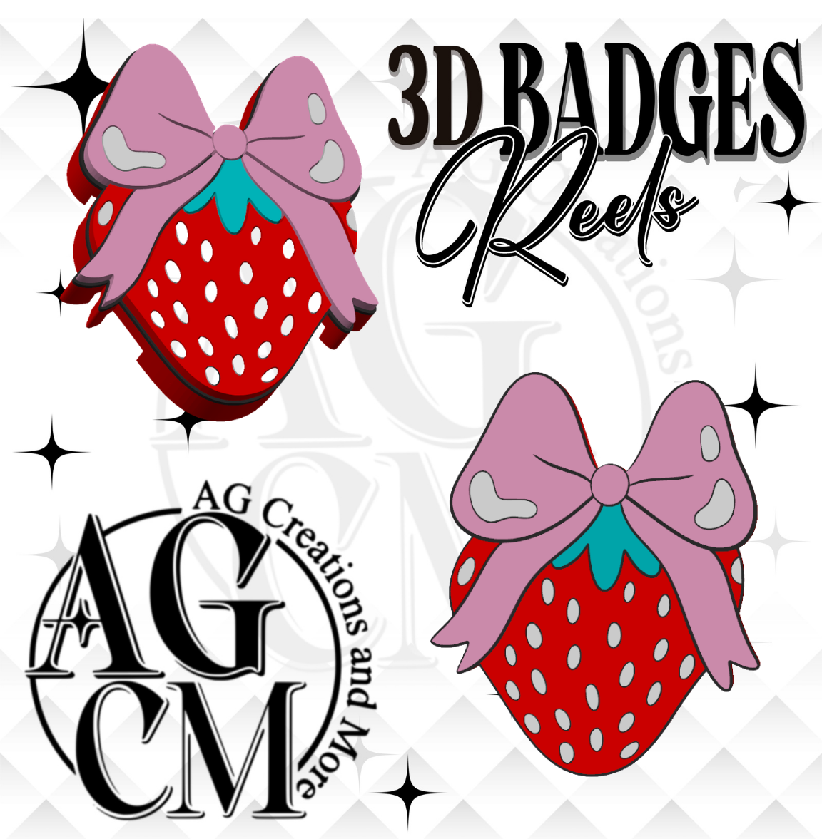 Strawberry 3D Badges/ Reels (wholesale)