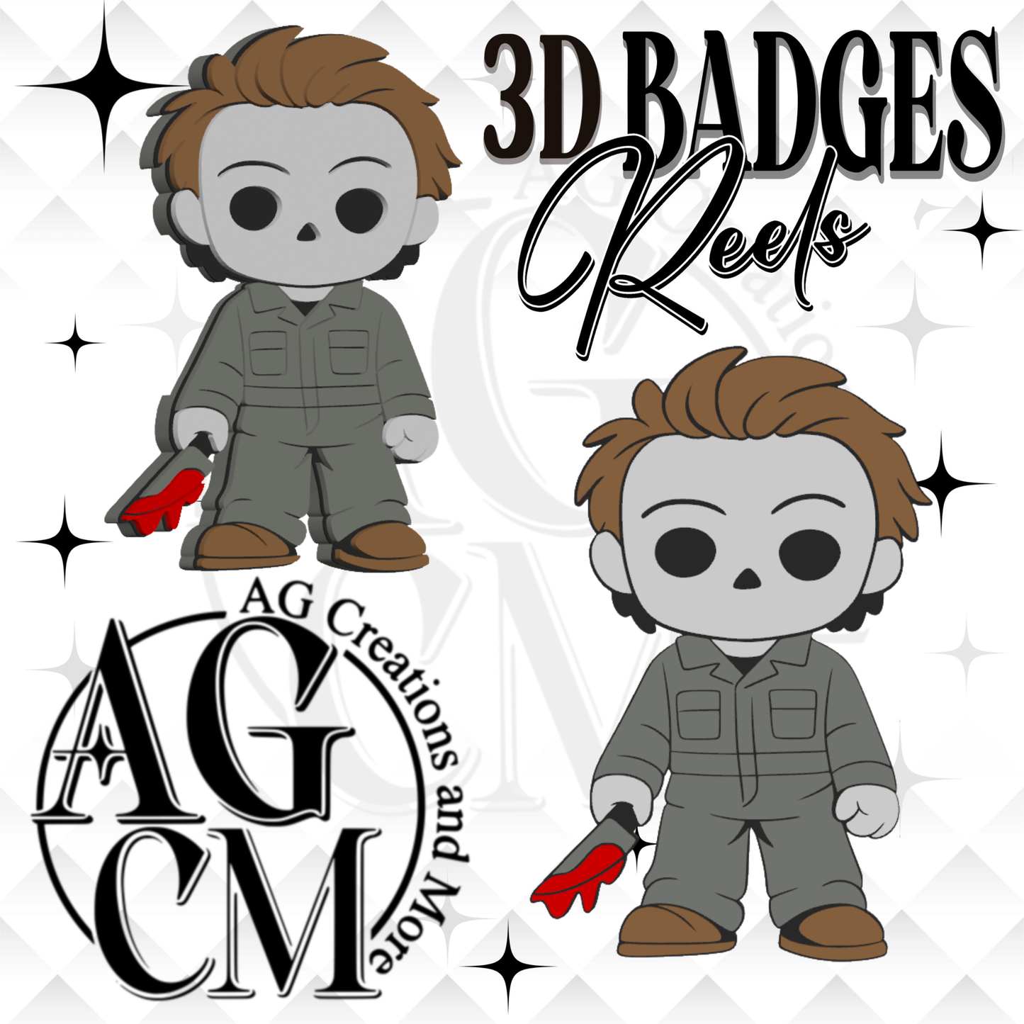 White Mask Guy 3D Badges/ Reels (wholesale)