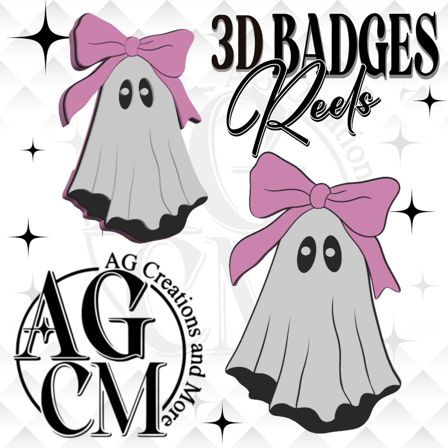 Ghost pink bow 3D Badges/ Reels 3MF File