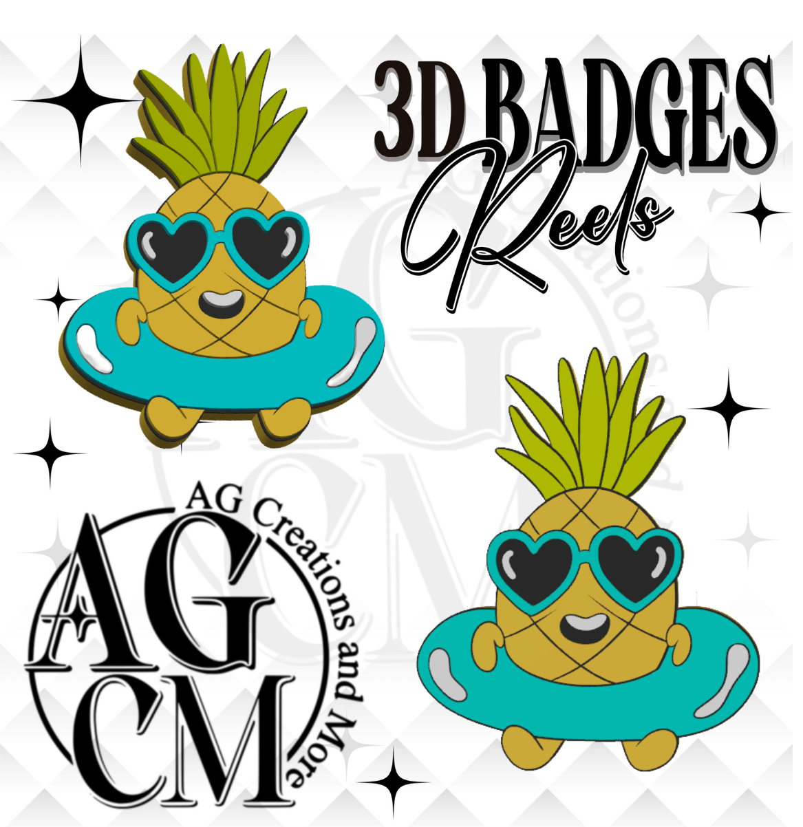 Pineappple 3D Badges/ Reels 3MF File