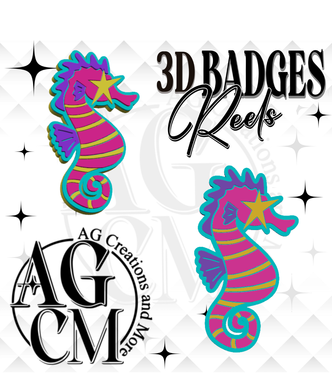 Seahorse 3D Badges/ Reels 3MF File