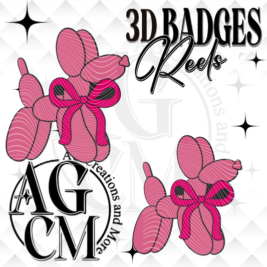 Balloon Dog  3D Badges/ Reels 3MF File