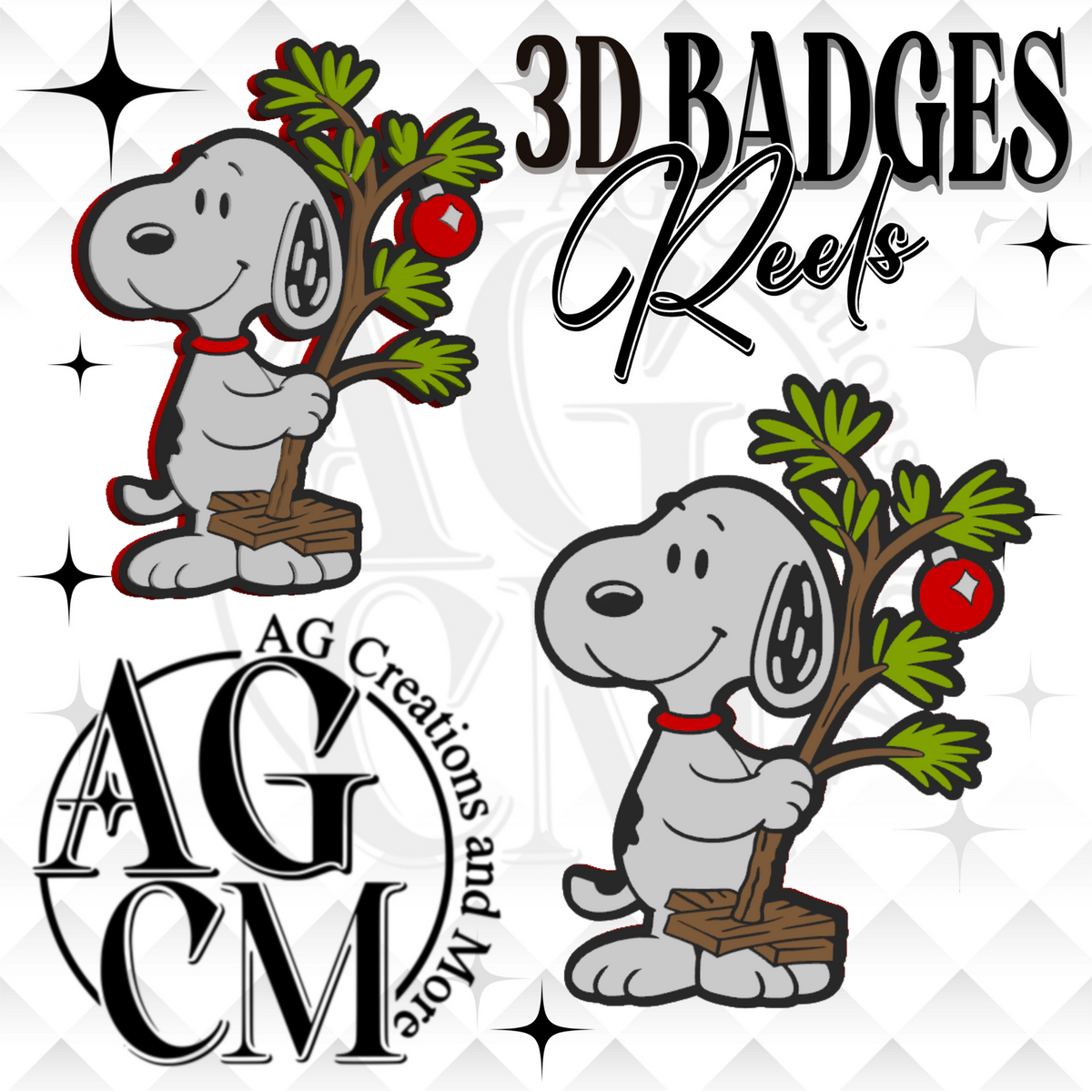 CB Christmas Pup 3D Badges/ Reels (wholesale)