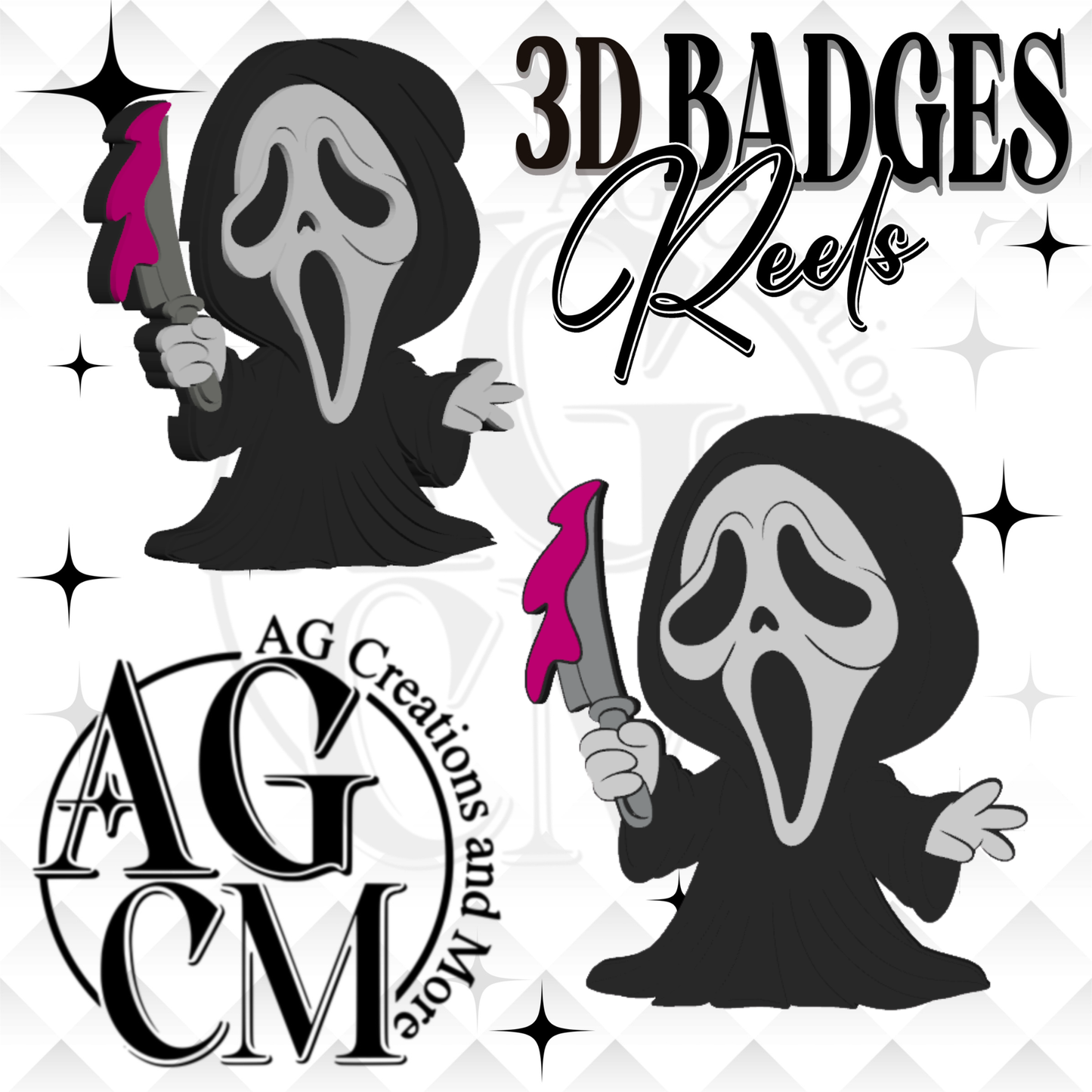 ghost F pink  3D Badges/ Reels (wholesale)