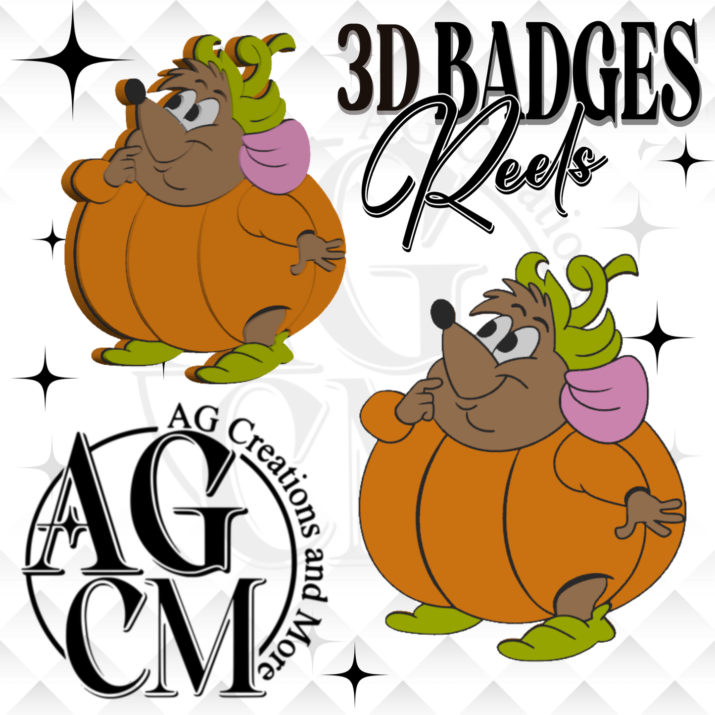 Mouse pumpkin 3D Badges/ Reels (wholesale)