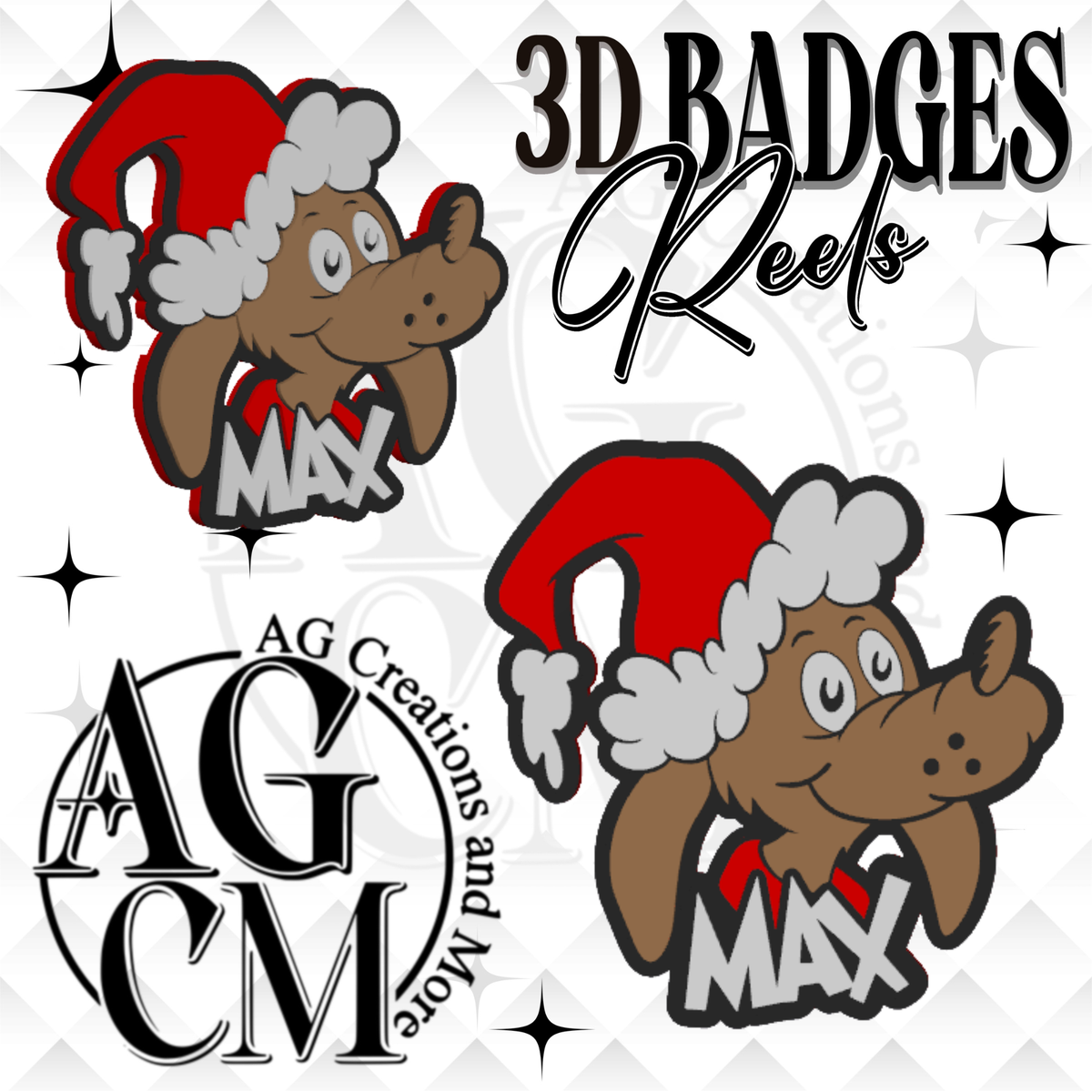 G-Xmas Dog 3D Badges/ Reels (wholesale)