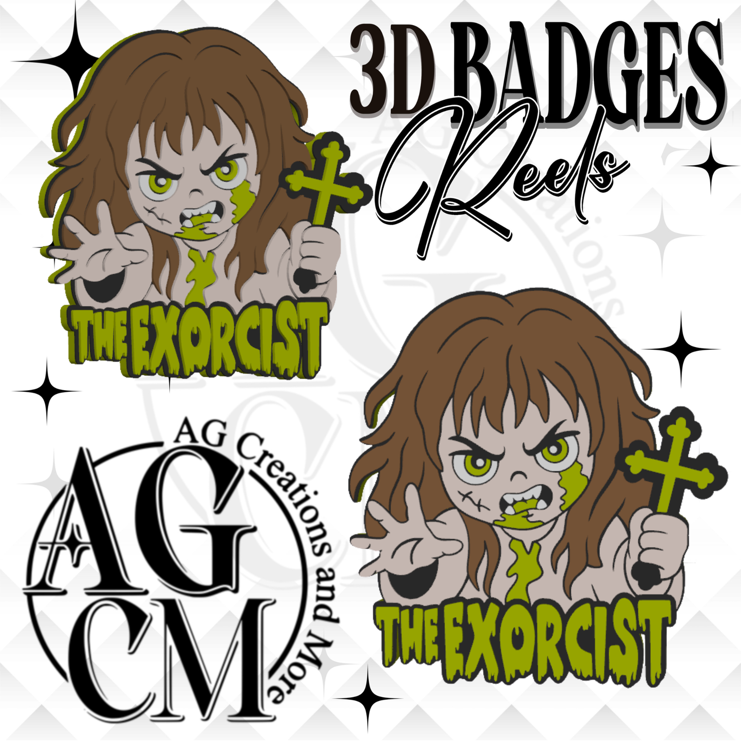 Possessed Girl 3D Badges/ Reels 3MF File