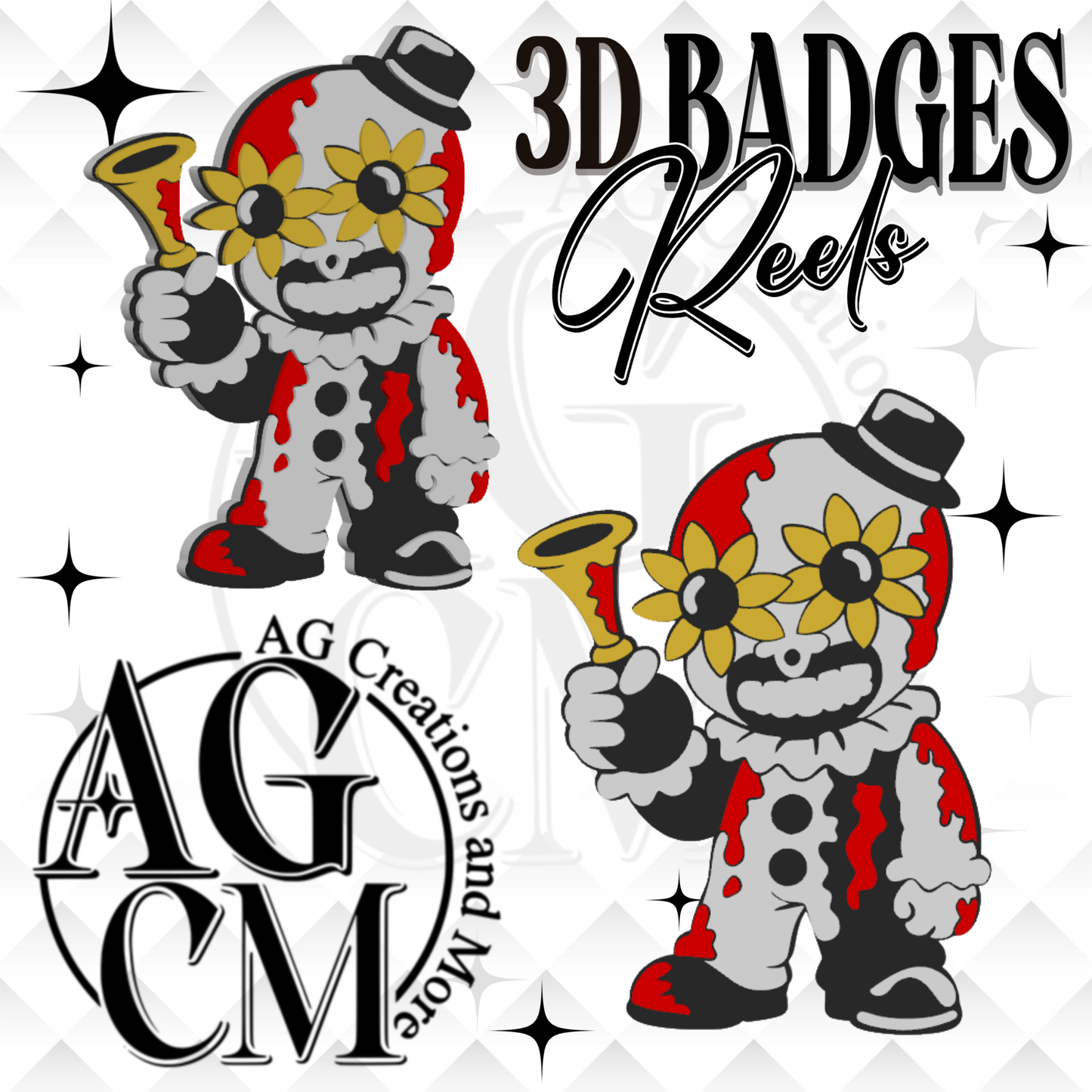 Terrifying Clown 3D Badges/ Reels (wholesale)