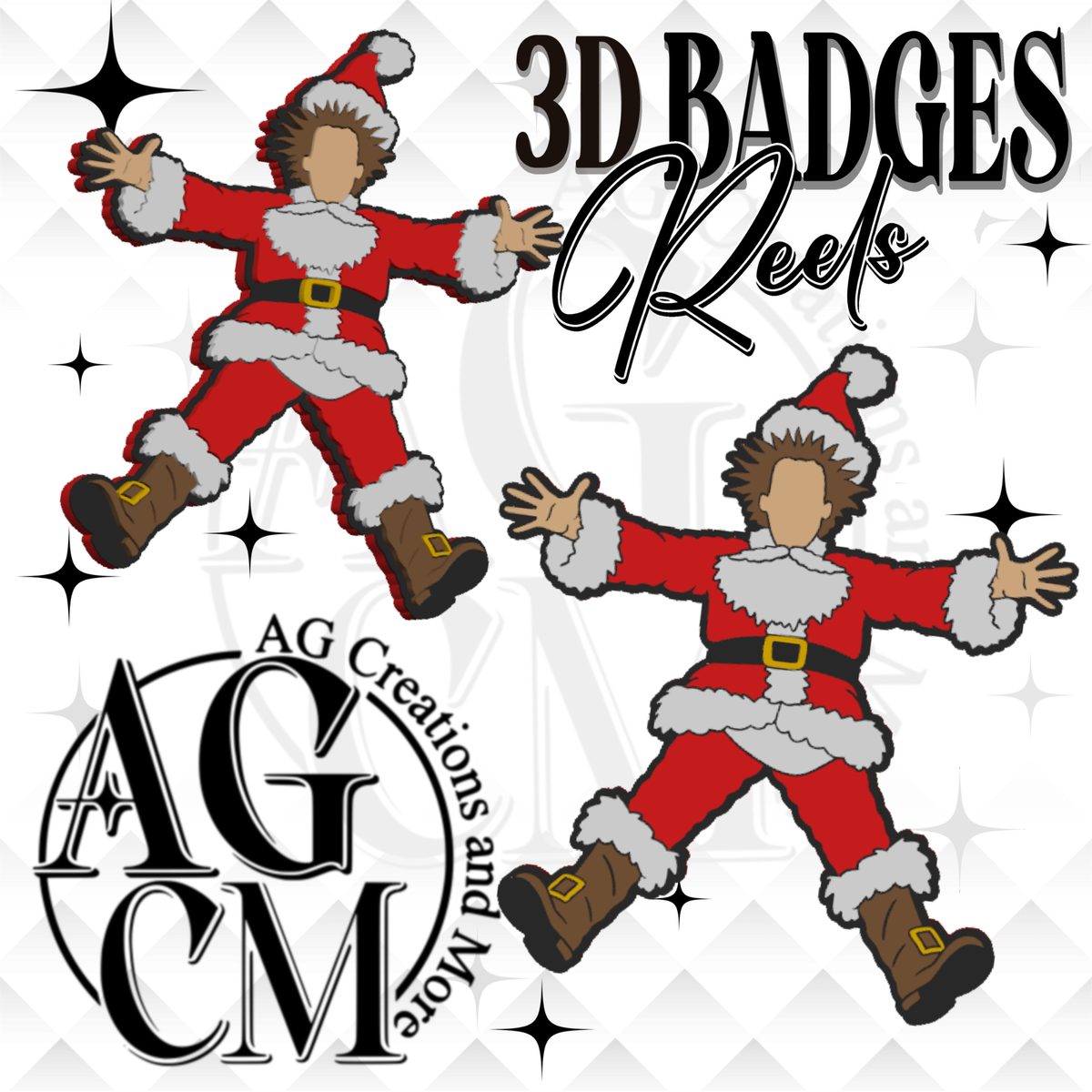 Crazy Santa 3D Badges/ Reels 3MF File