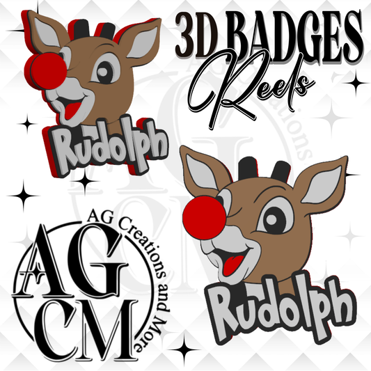 Red Nose Reindeer 3D Badges/ Reels (wholesale)