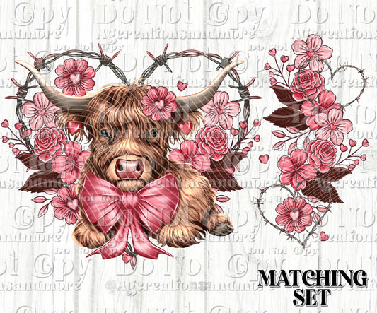 Highland Cow Valentine Set Digital Download PNG