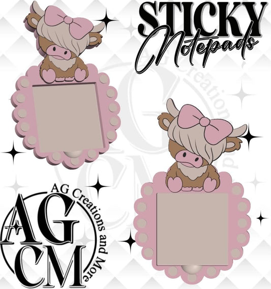 Highland Cow 3D Sticky Notepad STL 3MF files