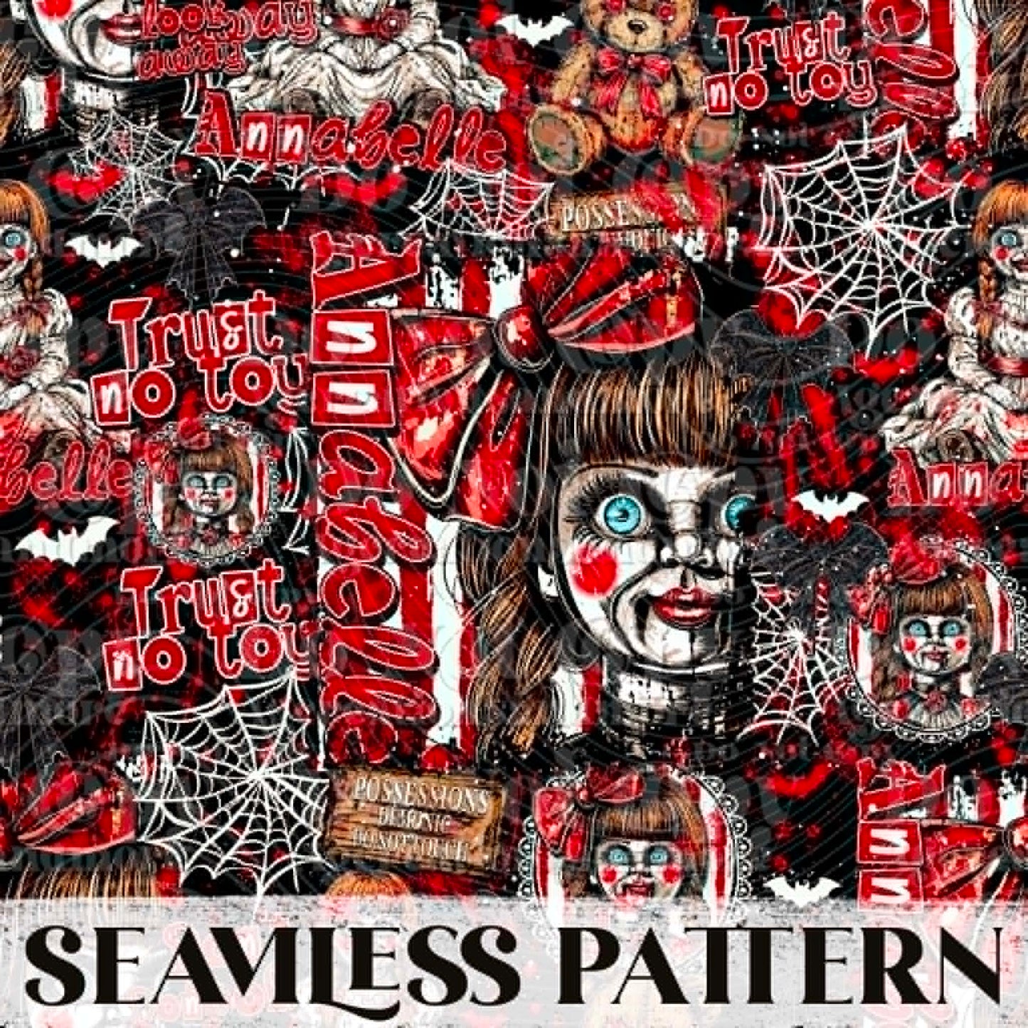 Spooky Doll Seamless Pattern PNG
