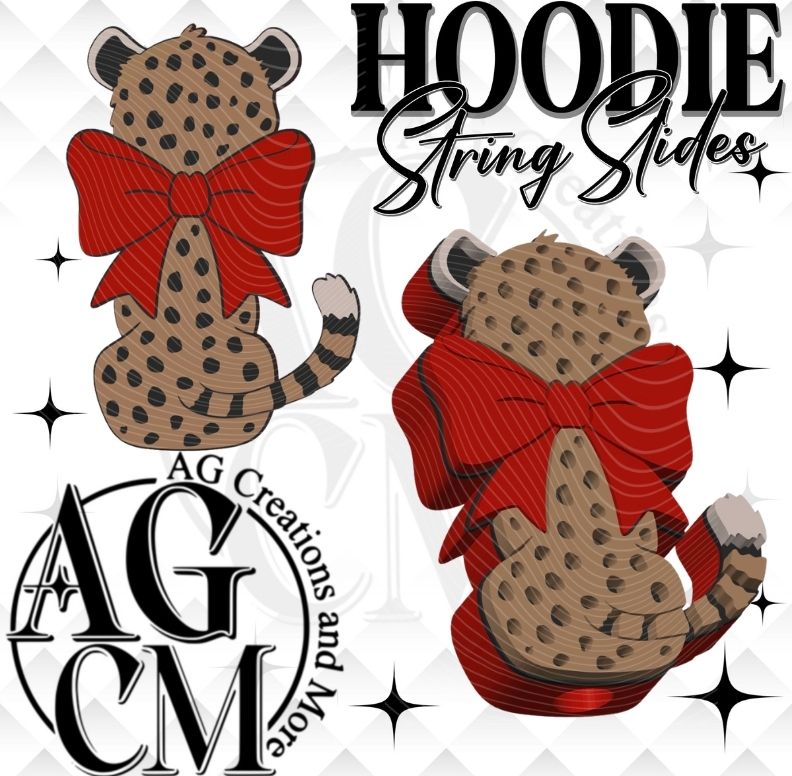 Cheetah  Red bow  Hoodie String Slide(wholesale)