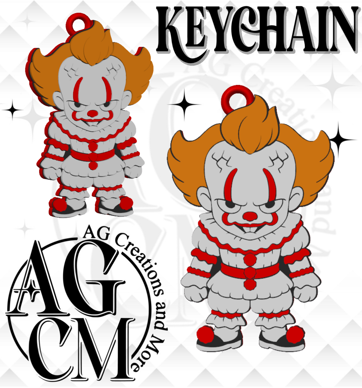 Clown 3D Keychain STL / 3MF Files