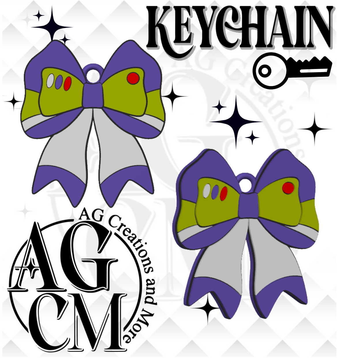 Purple Bow 3D Keychain STL / 3MF Files