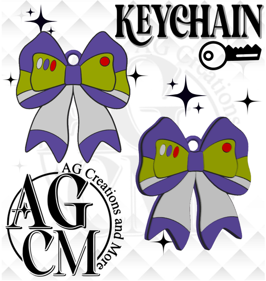Purple Bow 3D Keychain STL / 3MF Files