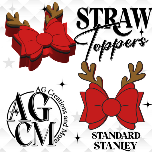 Reindeer bow 3D Straw Toppers