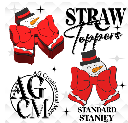 3D Straw Toppers Snowman bow