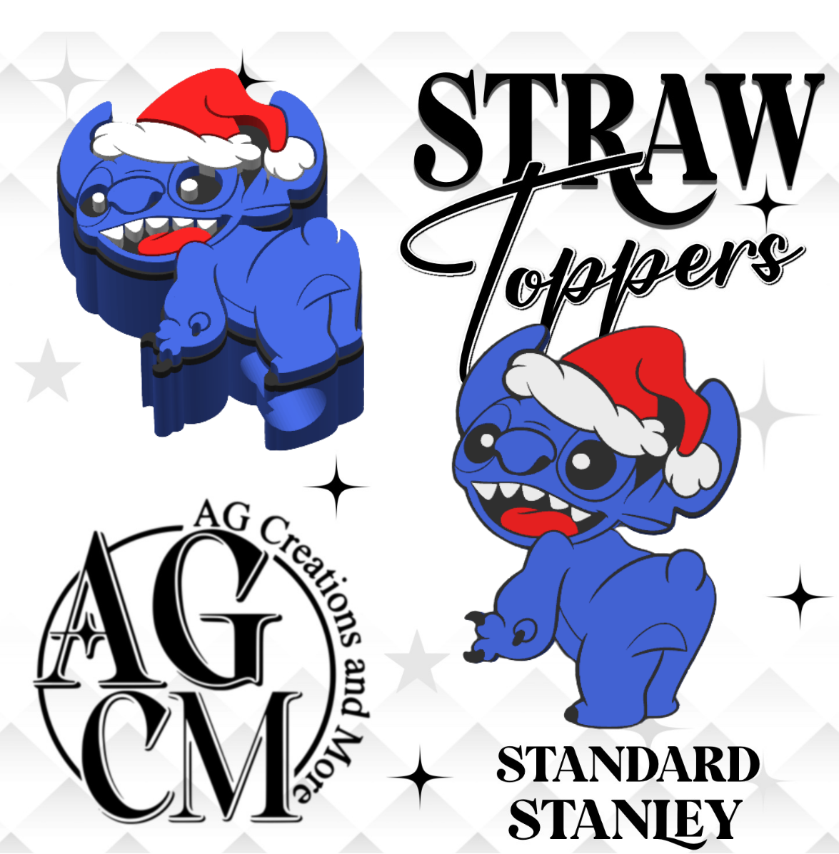 Blue Guy 3D Straw Toppers
