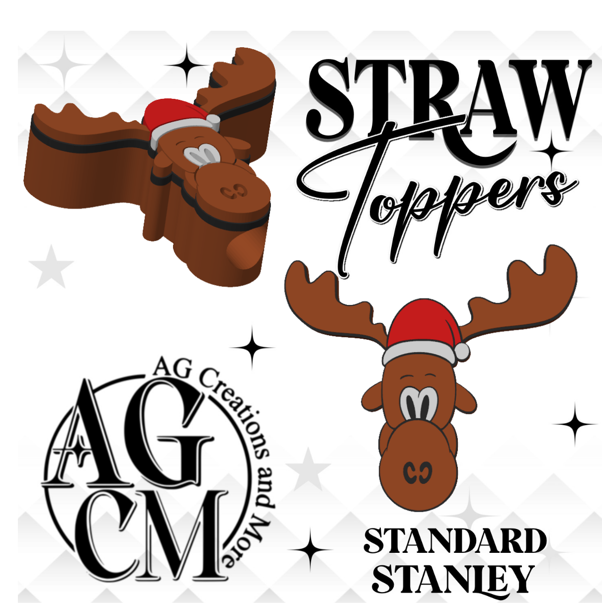 Moose 3D Straw Toppers