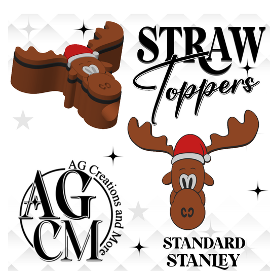 Moose 3D Straw Toppers