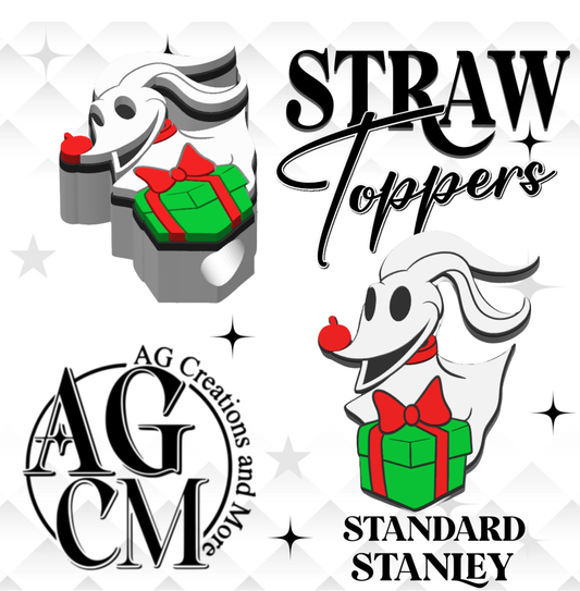 3D Straw Toppers Cute ghost dog