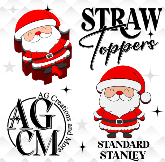 Santa 3D Straw Toppers