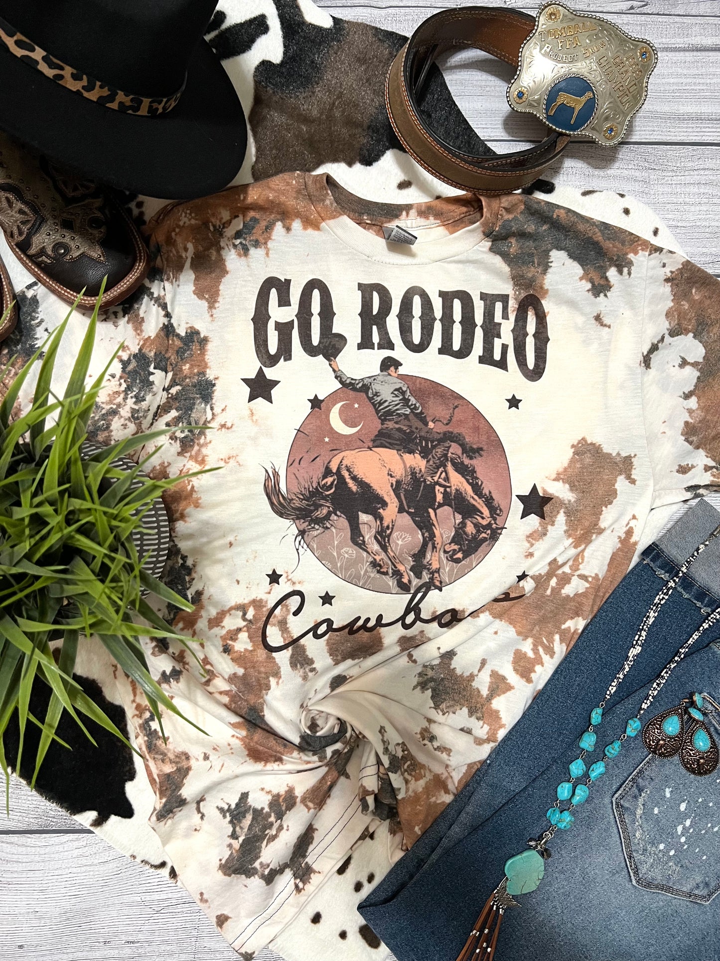 Go Rodeo Bleached Cowhide Shirt