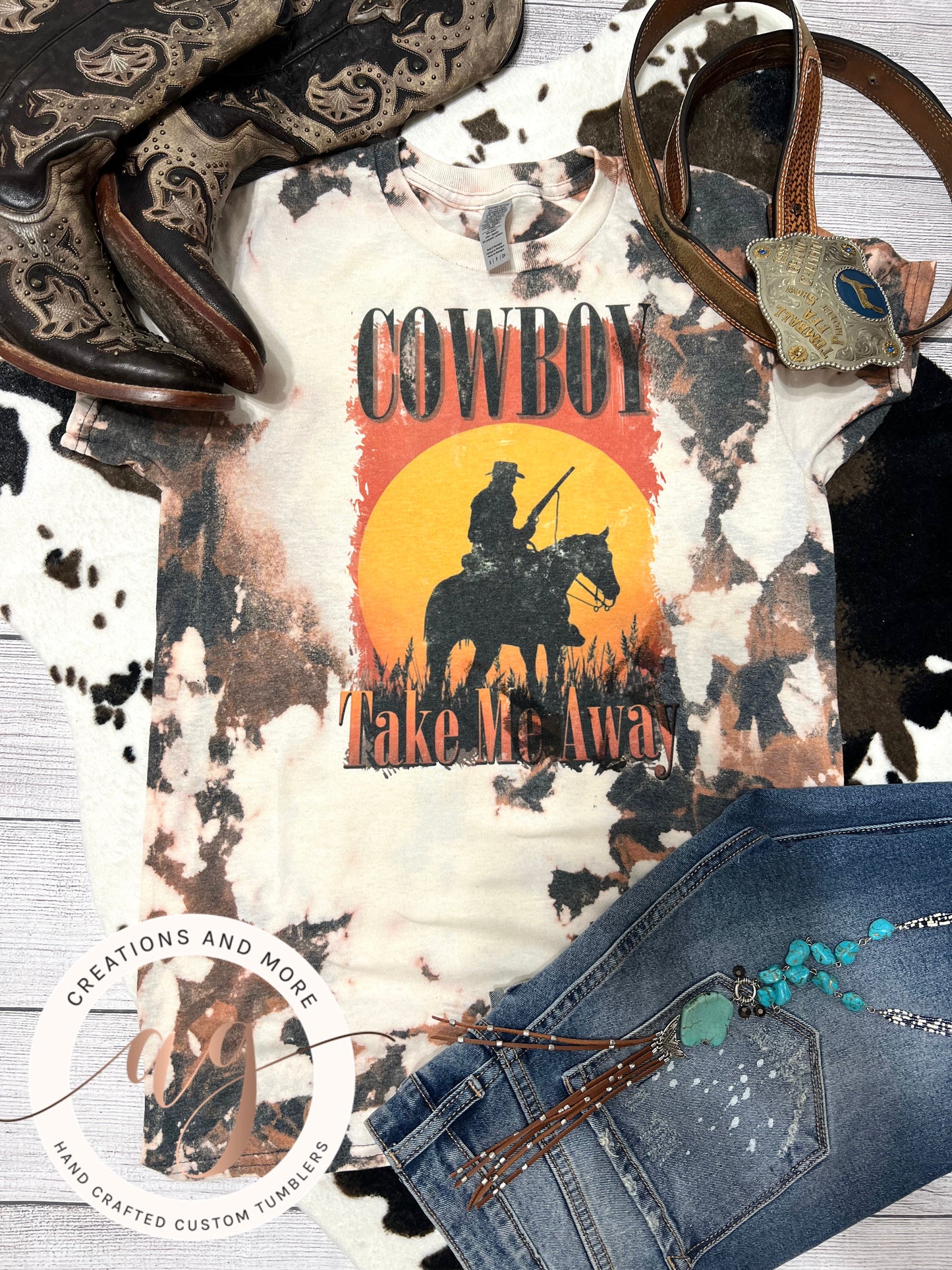 Bleach Cowhide Shirt Cowboy Take Me Away