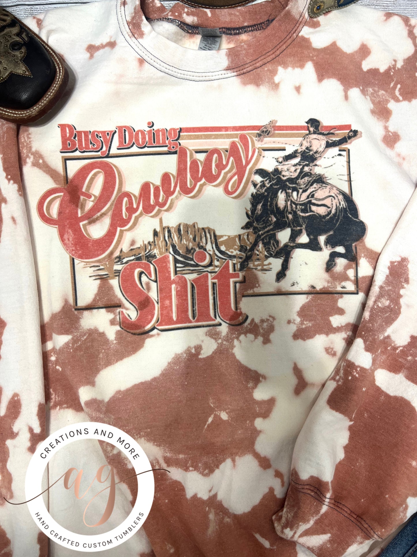 Cowhide Bleach Busy Doing Cowboy Shit Sweatshirt