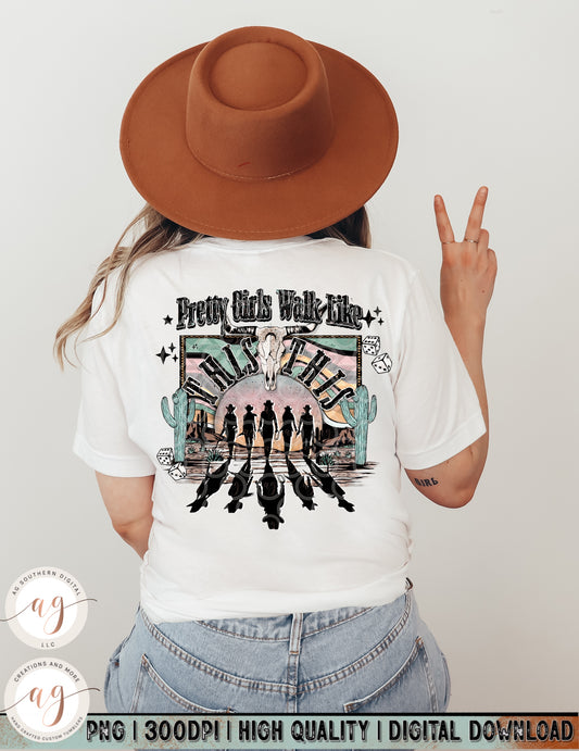 Western Cowgirl Png, Pretty Girls Walk Like This Png Pocket Set