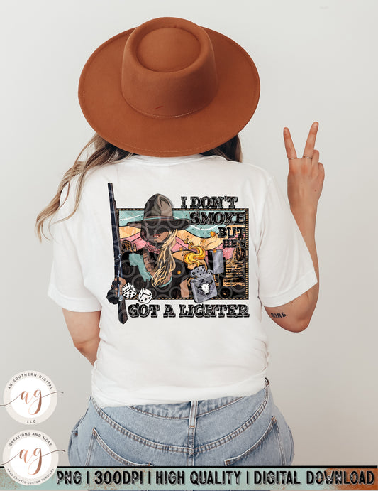 Western Cowgirl, I Don't Smoke but Hes's Got a Lighter Png Pocket Set