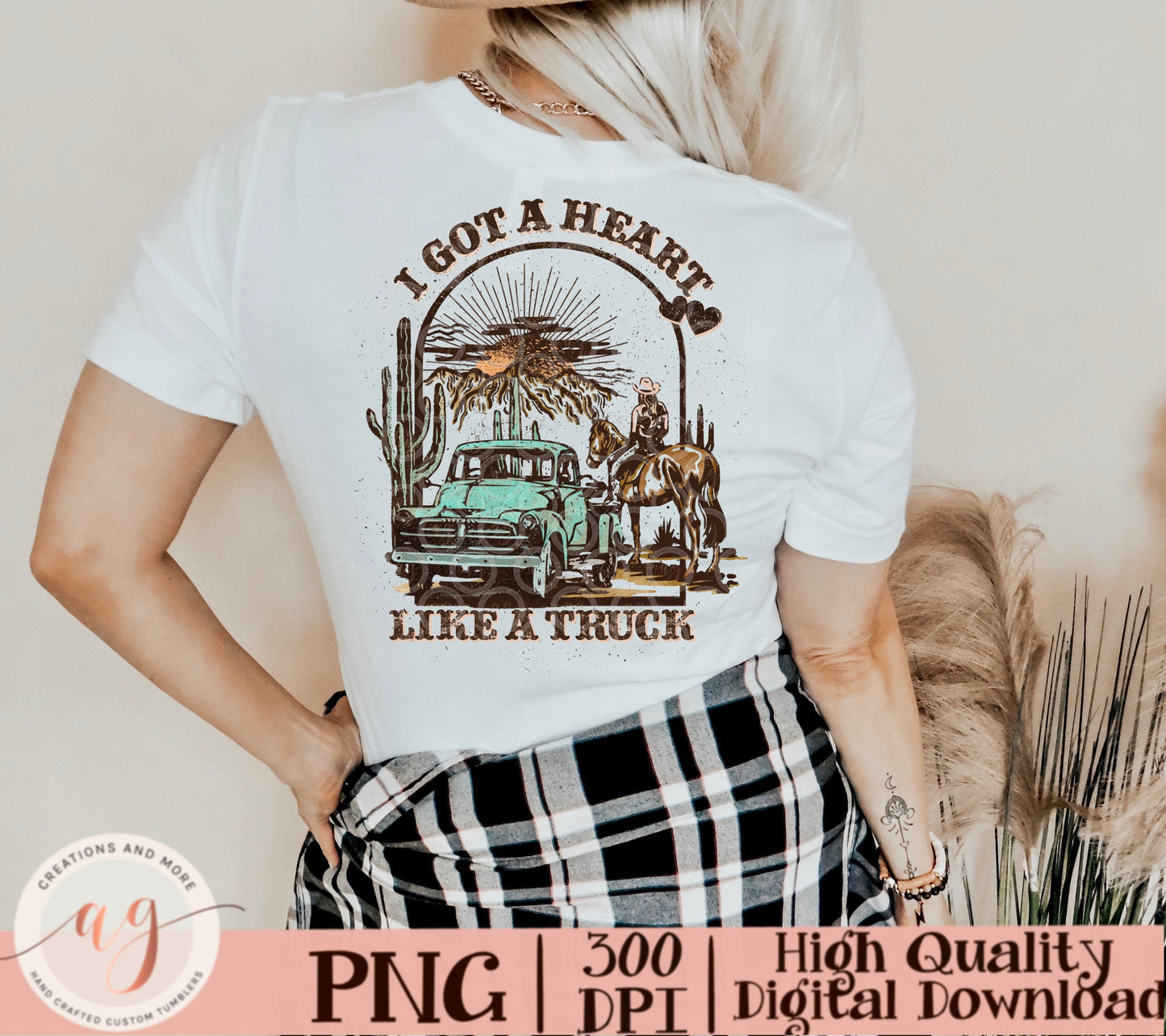 Heart Like A Truck Png, Western Sunset Cowgirl, Pocket Set PNG