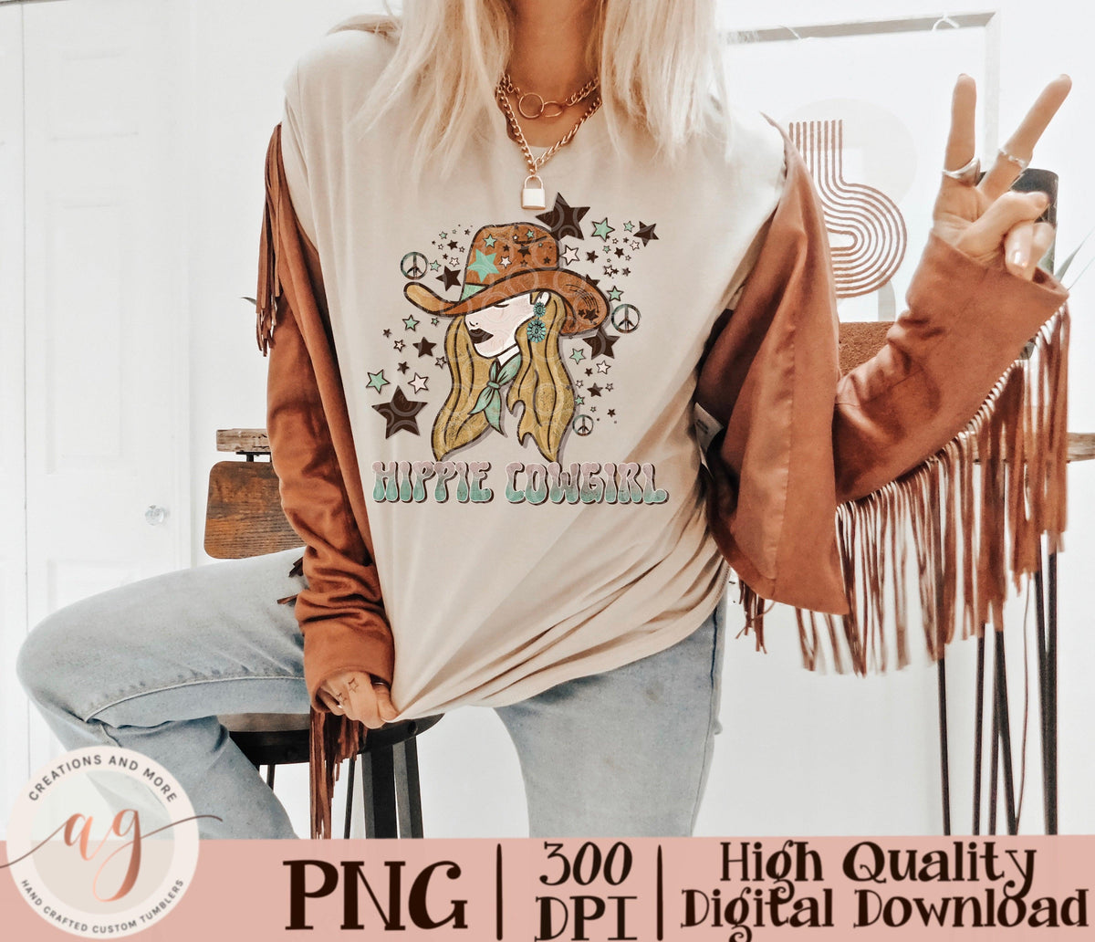 Western Hippie Cowgirl Png