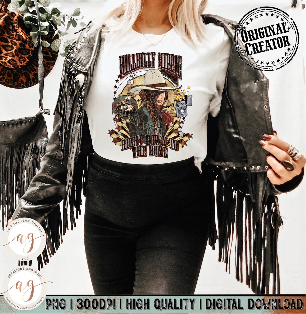 Western Hillbilly Hippie Cowgirl Pocket Set Png