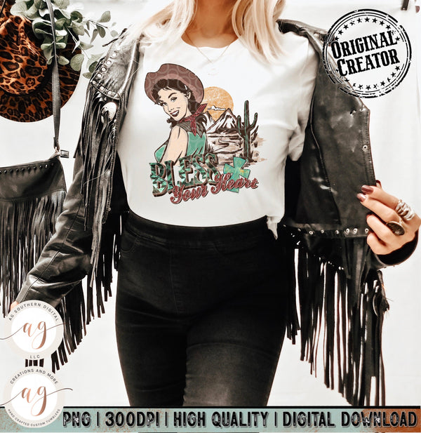 Western Cowgirl Bless Your Heart Png Pocket Set