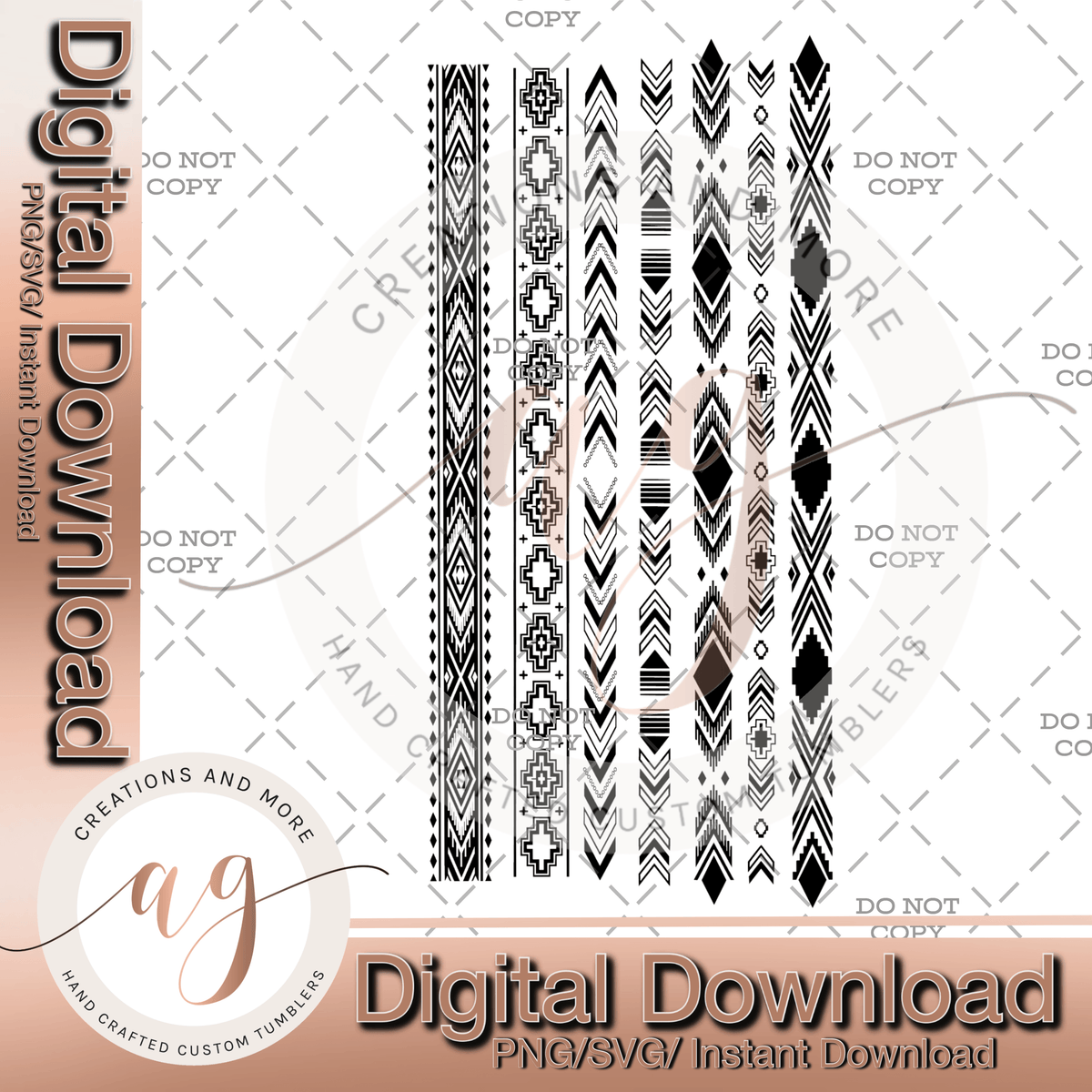 Aztec Borders SVG/PNG Digital Download