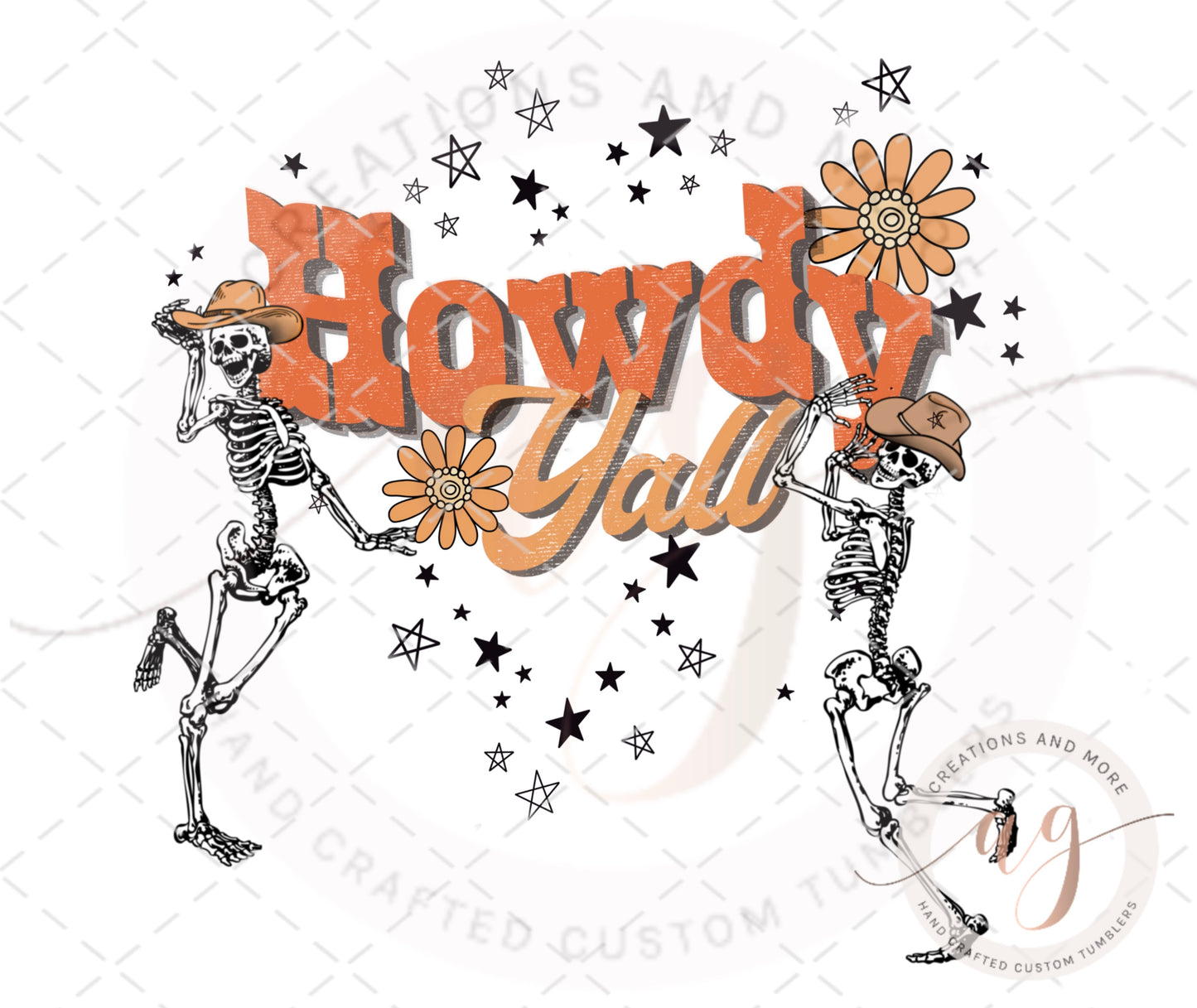Western Howdy Yall Daning Skeleton PNG | Sublimation | Digital File