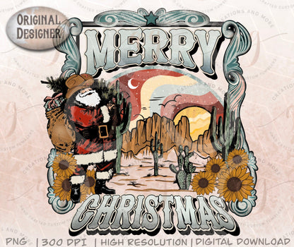 Western Christmas Retro Santa