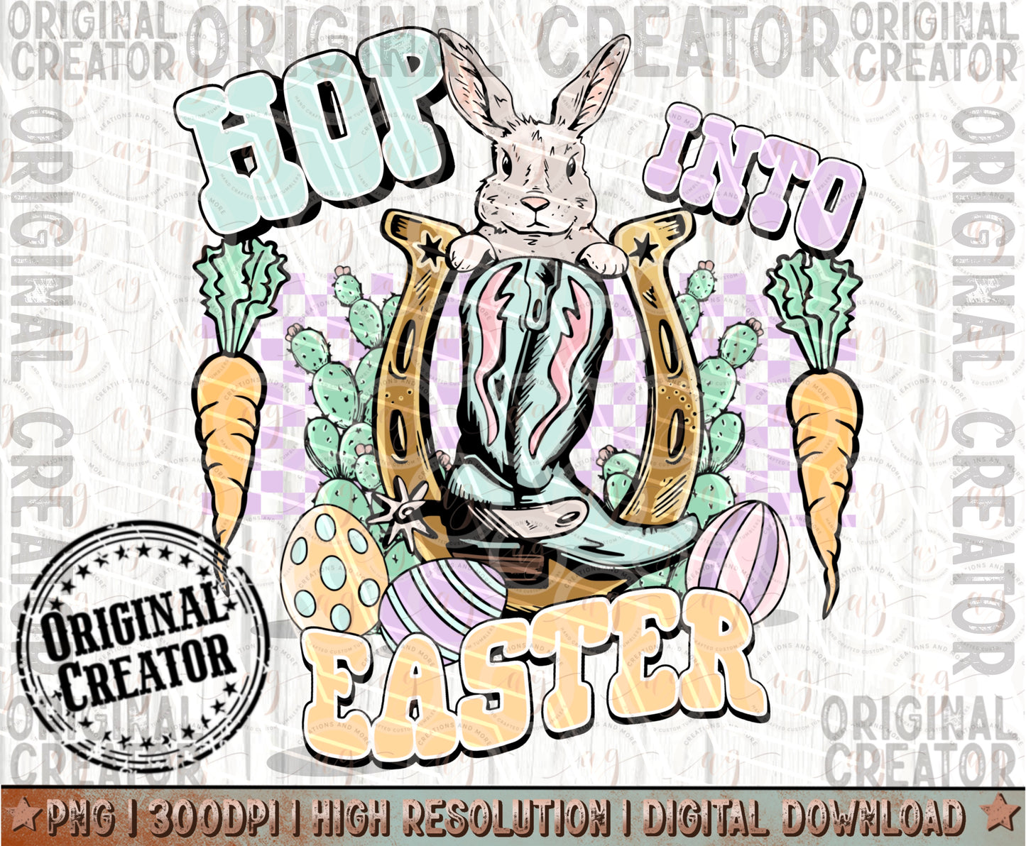 Western Bunny Hop into Easter PNG