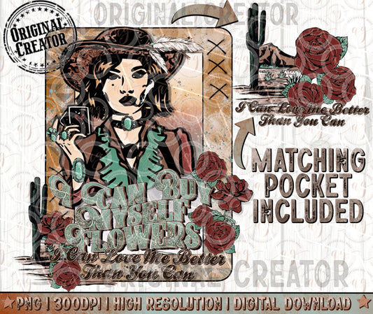 Western Cowgirl Png, I Can Buy Myself Flowers Png