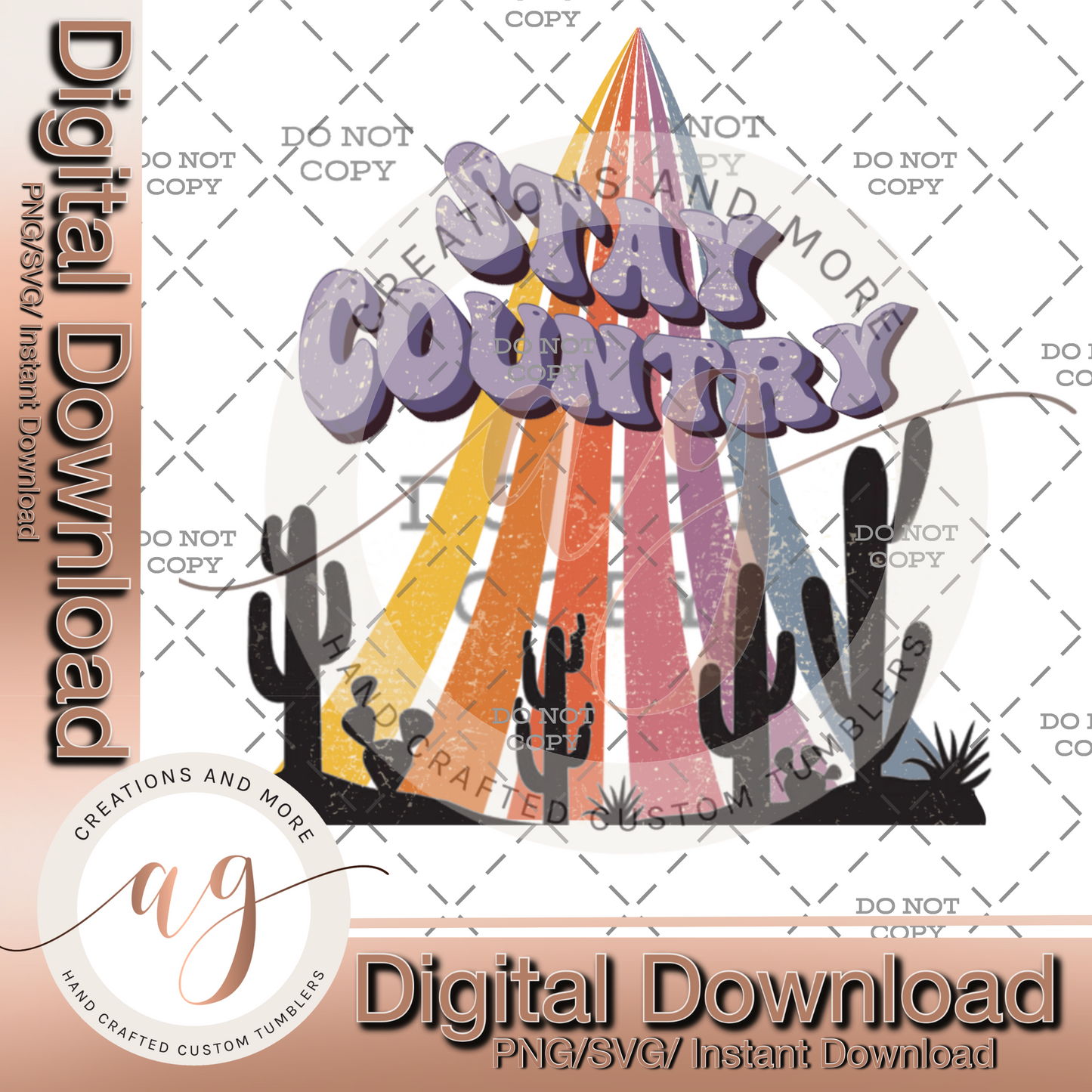 Western "Stay Country" Sublimation | PNG | Digital Download | T- Shirt |