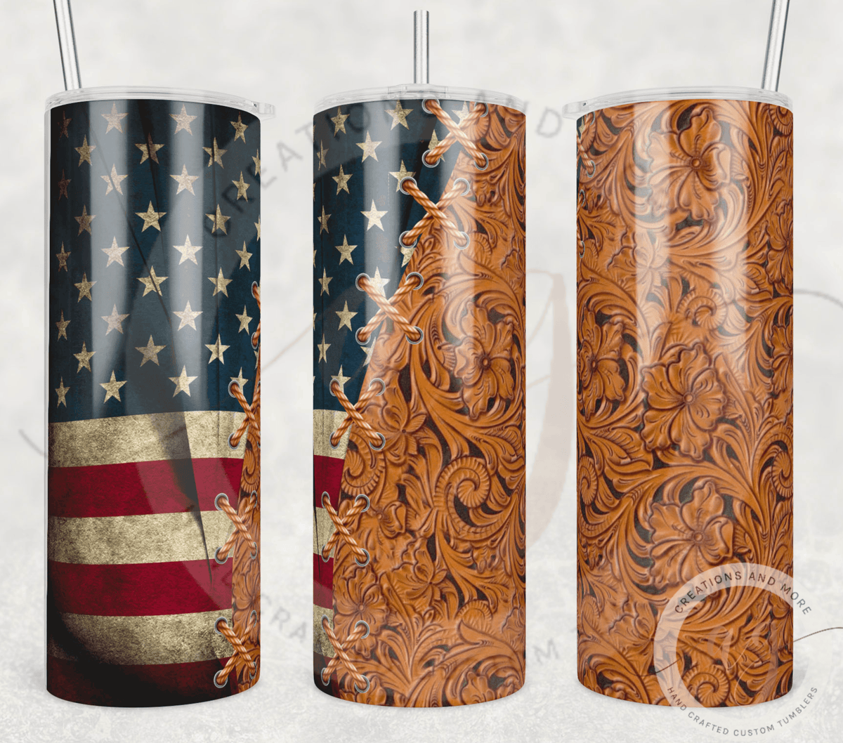 American tooled Leather Flag Sublimation PNG/ Digital download