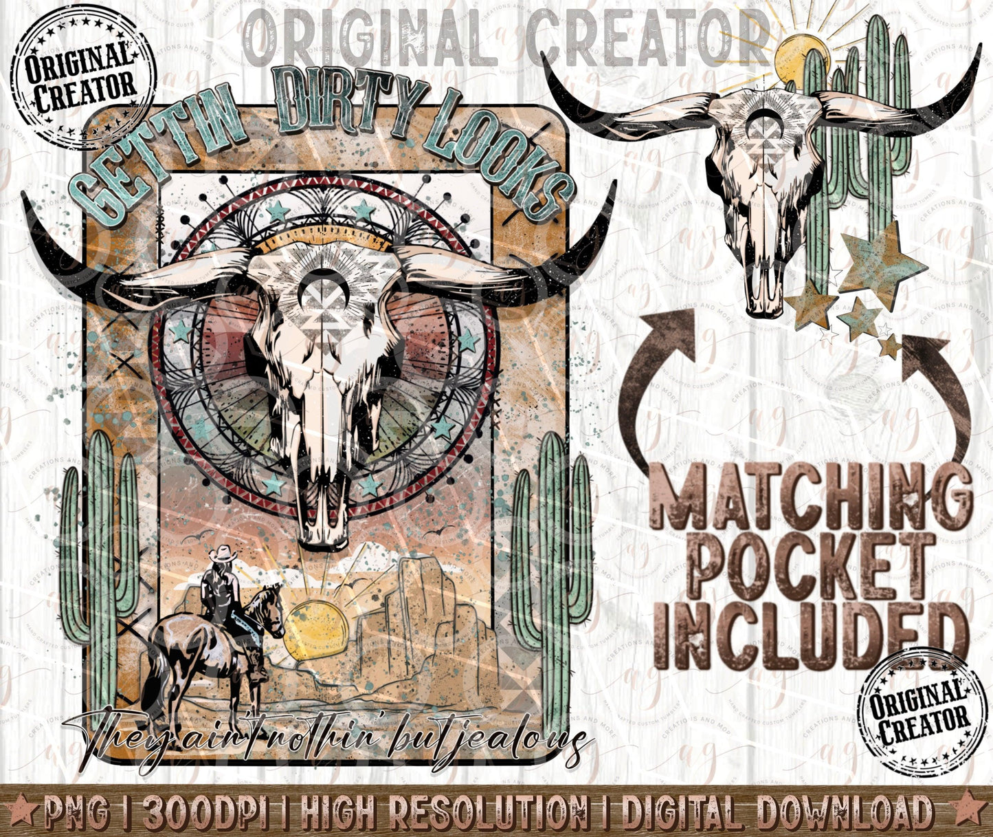 Western Cowgirl Png, Gettin' Dirty Looks Png, Western Sublimation Png Pocket Set